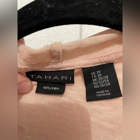 Tahari 100% linen 3X Long Sleeve Open Cardigan hooded dusty rose Gorgeous - Picture 2 of 7